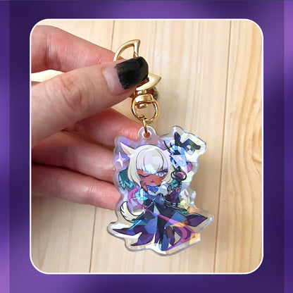 FFXIV Miqos and Twins ☆ Holographic Acrylic Charms