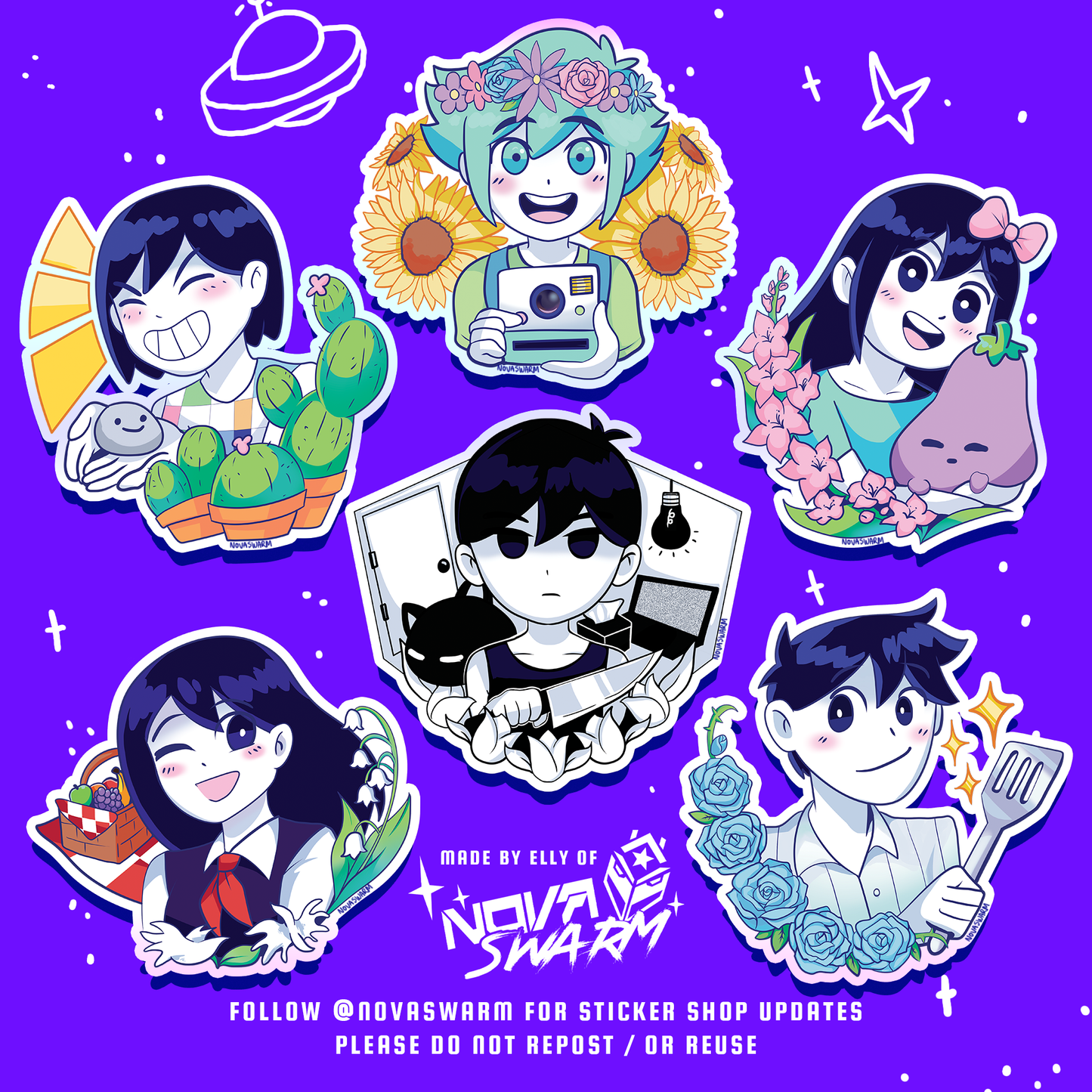 Omori Flower Friends ☆ Holographic Stickers